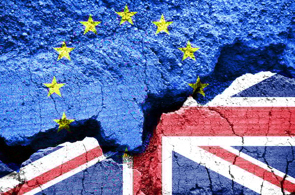 uk flag - EU flag - brexit
