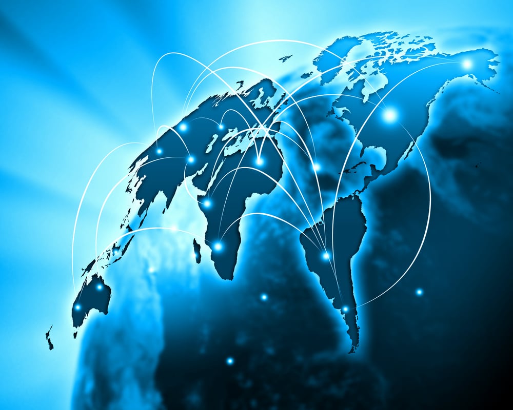Blue vivid image of globe. Globalization concept-1