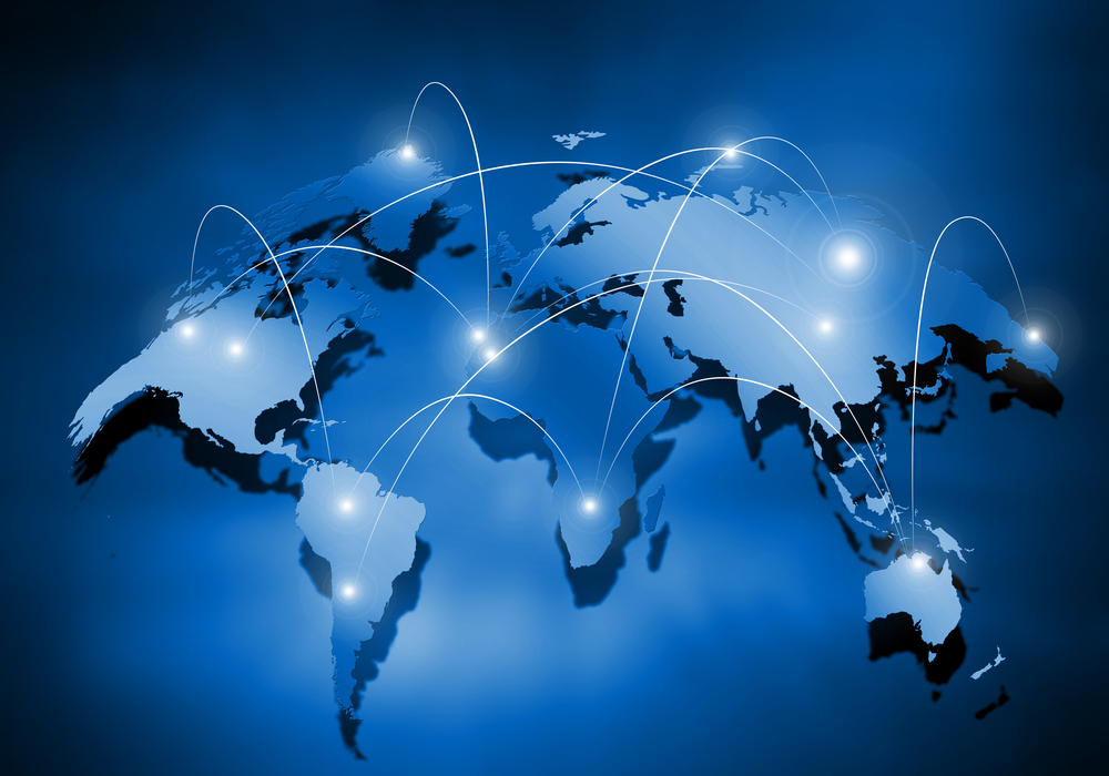 Media blue background image with world map-1